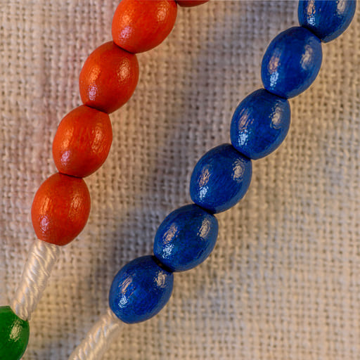 Perles bois bleu et rouge