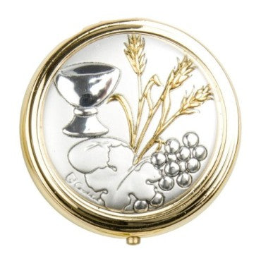 Custode hosties métal doré argenté Ø5 cm - COMMUNION