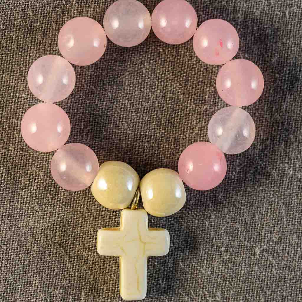 Dizainier élastique Pierre véritable - Quartz Rose