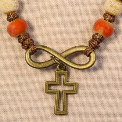 Croix et Coeur Infini - Perles Rouges